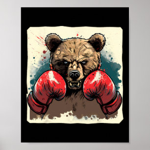 Boxer Bär mit Boxhandschuhen Kickboxing Funny Box Poster