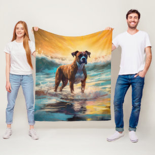 Boxer Beach Surfen Malerei Fleecedecke