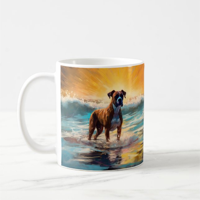 Boxer Beach Surfen Malerei Kaffeetasse (Links)