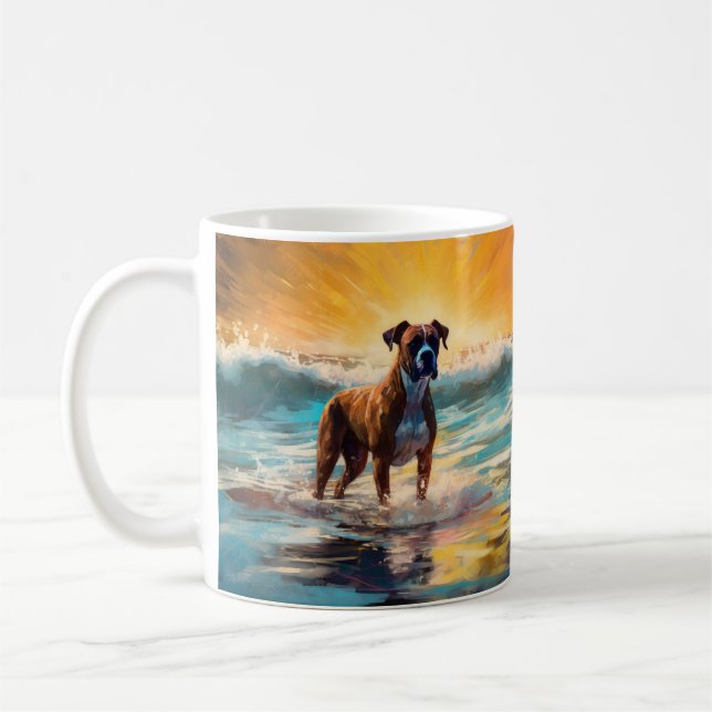 Boxer Beach Surfmalerei Kaffeetasse (Links)