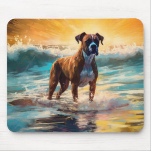 Boxer Beach Surfmalerei Mousepad