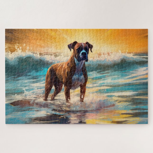 Boxer Beach Surfmalerei Puzzle (Horizontal)