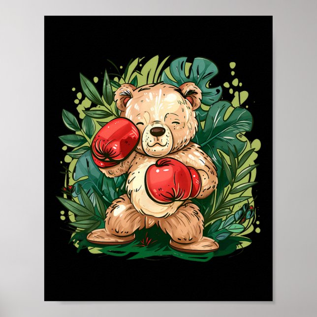 Boxer Bear With Boxing Gloves Kickboxing Funny Box Poster (Vorne)