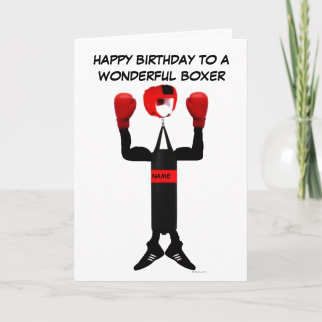 Boxer Birthday Cartoon Karte (Vorderseite)