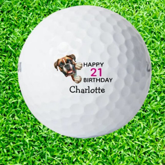 Boxer Birthday Loving Golfers Golfball (Celebrate your boxer’s birthday with personalized golf balls for loving golfers. )