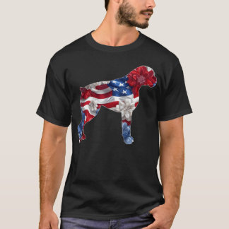 Boxer-Blume Rot Weiß Blau USA-Flagge 4. Juli T-Shirt