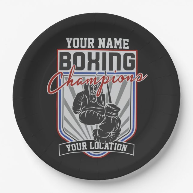 Boxer-Boxer-Fitness-Spiel für personalisierte Boxm Pappteller (Vorderseite)