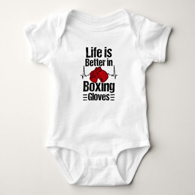 Boxer Boxhandschuhe Boxing Match Martial Arts Baby Strampler (Vorderseite)