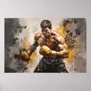 Boxer Boxing Sport Malerei Abstrakte Art Deco Poster