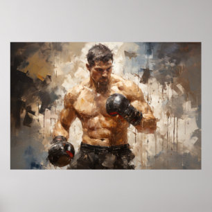 Boxer Boxing Sport Malerei Abstrakte Art Deco Poster