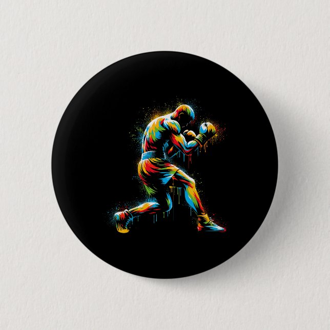 Boxer Boxring Colorful Sport Kickboxer Trainer Button (Vorderseite)