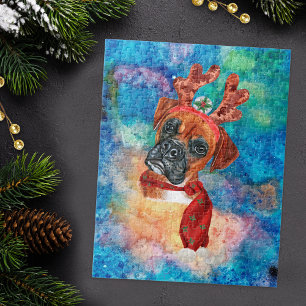 Boxer Breed Dog Christmas Puzzle