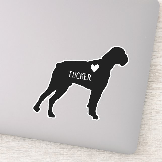 Boxer Breed Silhouette Individuelle Name Aufkleber (Detail)