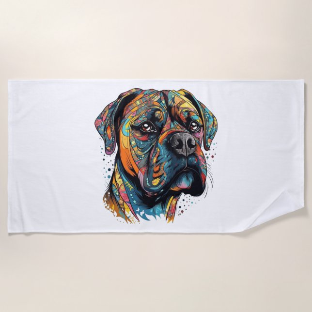 Boxer Buddies Playful Pup File Summary Digital Strandtuch (Vorderseite)
