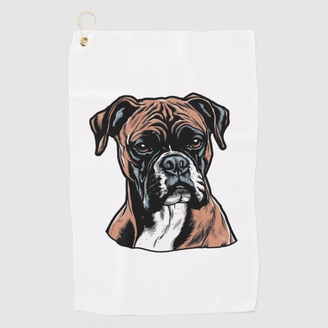 Boxer Buddy Humour Protective Golfhandtuch (Vorderseite)