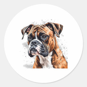 Boxer Buddy Portable Foto-Realistic Dog Design Runder Aufkleber