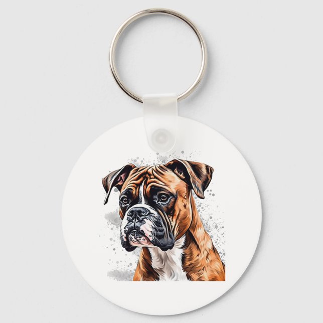 Boxer Buddy Portable Foto-Realistic Dog Design Schlüsselanhänger (Vorderseite)