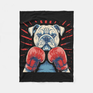 Boxer Bulldogge mit Boxhandschuhen Kickboxen Lusti Fleecedecke