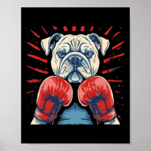 Boxer Bulldogge mit Boxhandschuhen Kickboxen Lusti Poster