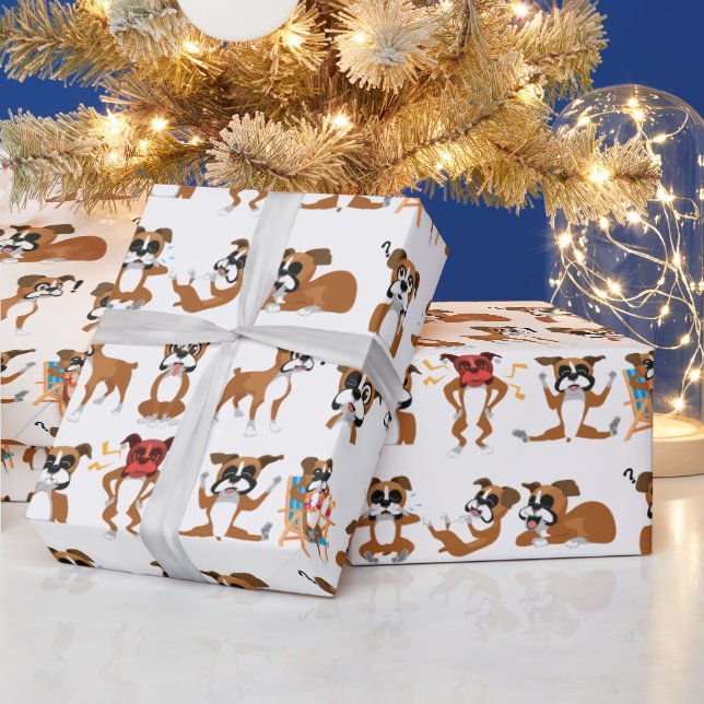 Boxer Cartoon Funny Seamless Wrapping Paper Geschenkpapier (Feiertage)