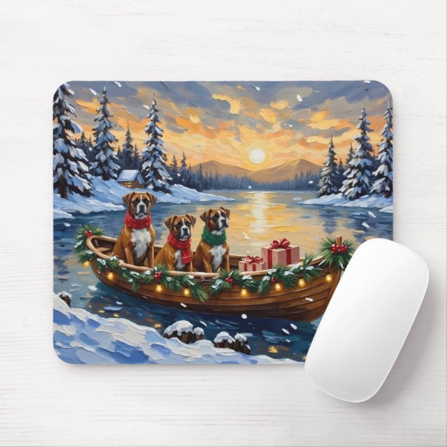 Boxer Christmas Boat Holiday Mousepad (Mit Mouse)