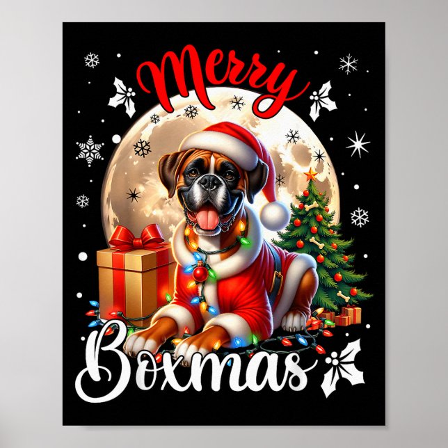 Boxer Christmas Boxer Dog Costume Boxer Xmas Merry Poster (Vorne)