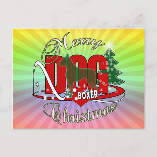 BOXER CHRISTMAS DOG FEIERTAGSPOSTKARTE (Vorderseite)