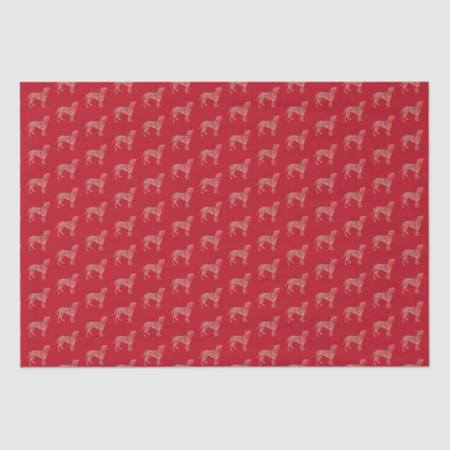 Boxer Christmas Hund Niedliche Silhouette Red Seidenpapier (Vorderseite)
