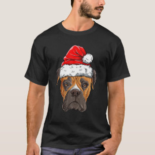 Boxer Christmas Hund Weihnachtsmannmütze Xmas Jung T-Shirt