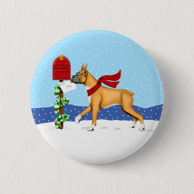Boxer Christmas Mail Button (Vorderseite)