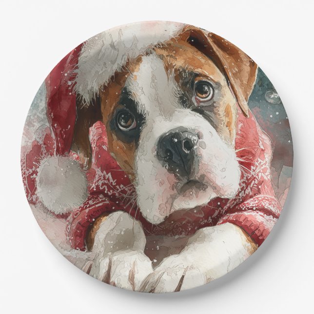   Boxer Christmas  Paper Plate Pappteller (Vorderseite)