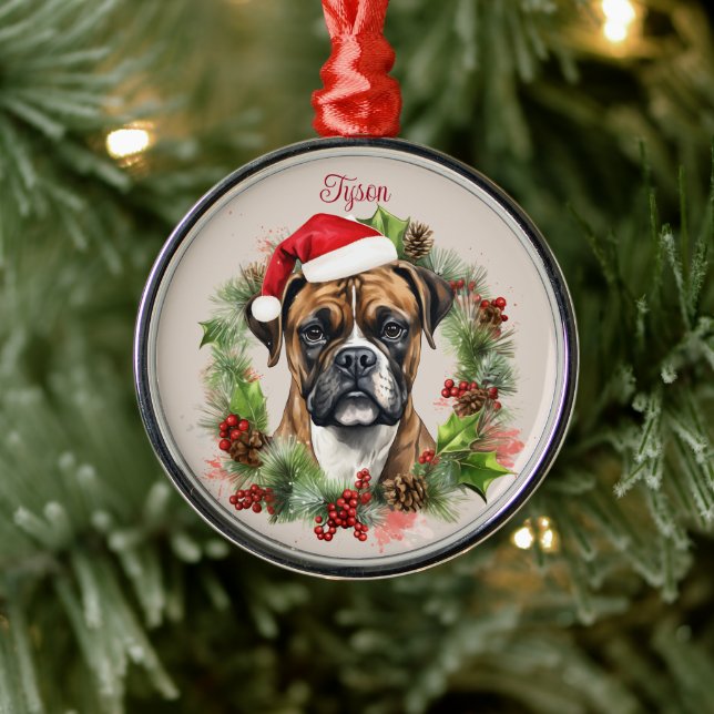 Boxer Christmas Pet Memorial Hund Breed Ornament Aus Metall (Baum)