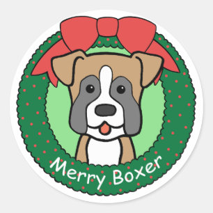 Boxer Christmas Runder Aufkleber
