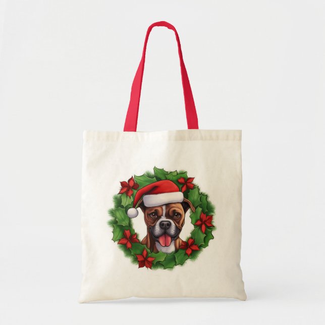 Boxer Christmas Wreath Tragetasche (Vorne)