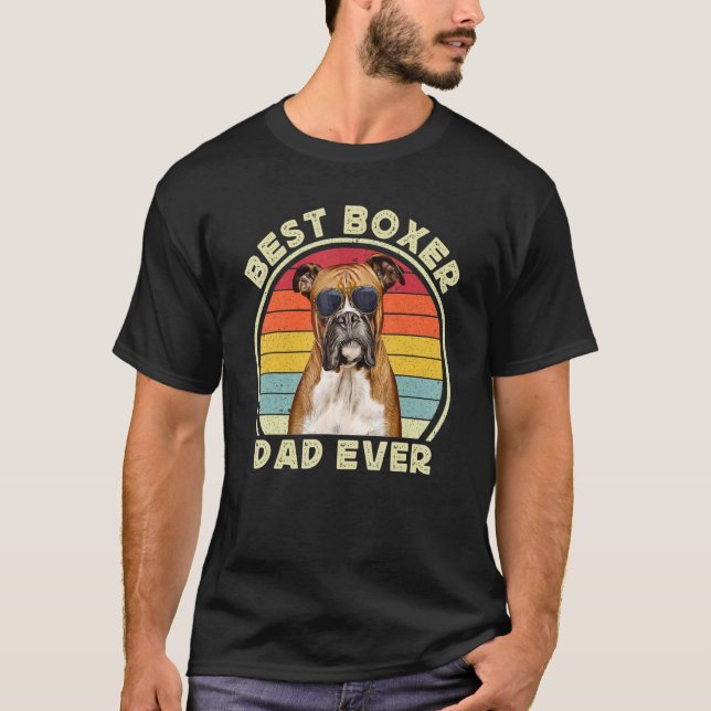 Boxer Dad For Men Retro Boxer Dog   Owner Daddy   T-Shirt (Vorderseite)