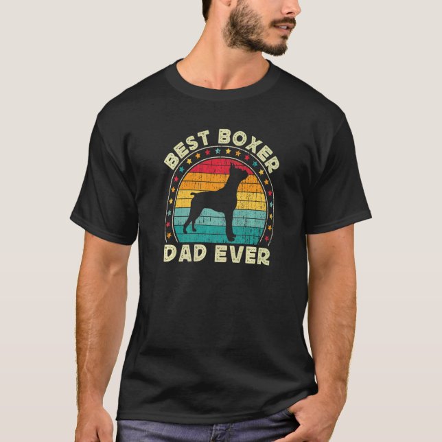 Boxer Dad For Men Retro Boxer Dog  Owner Daddy T-Shirt (Vorderseite)