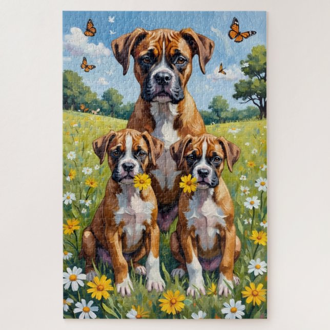 Boxer Daisy Meadow Kunst Puzzle (Vertikal)