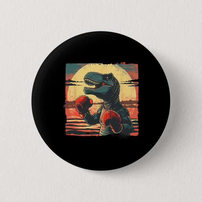 Boxer Dinosaur Boxen Dino Kickboxen T-Rex Boxen Button (Vorderseite)