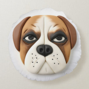 Boxer Dog 3D Inspiriert Rundes Kissen