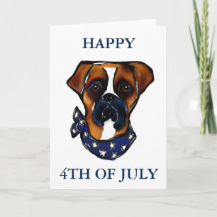Boxer Dog 4. Juli Karte