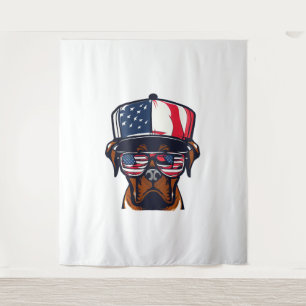 Boxer Dog 4. Juli Wandteppich