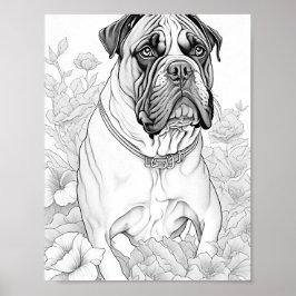 Boxer Dog Aduloring Poster
