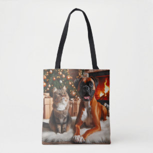 Boxer Dog and Cat Christmas