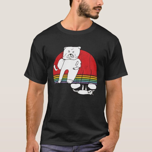Boxer Dog and Cat Working Out Lifting Weights T-Shirt (Vorderseite)