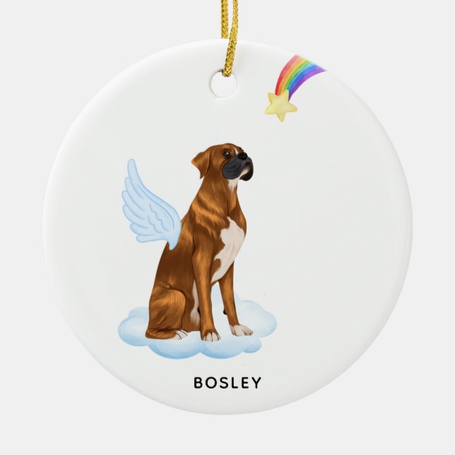 Boxer Dog Angel Personalisierter Hundegedanken Keramik Ornament (Vorne)