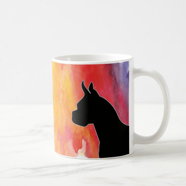 Boxer Dog Anpassbare Wasserfarben-Silhouette WC Kaffeetasse (Rechts)