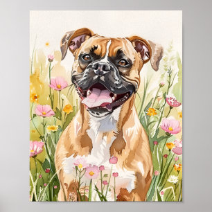 Boxer Dog Aquarell Print - Niedliche Boxer Wall Ar Poster