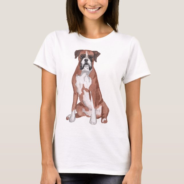 Boxer Dog Aquarellmalerei T-Shirt (Vorderseite)
