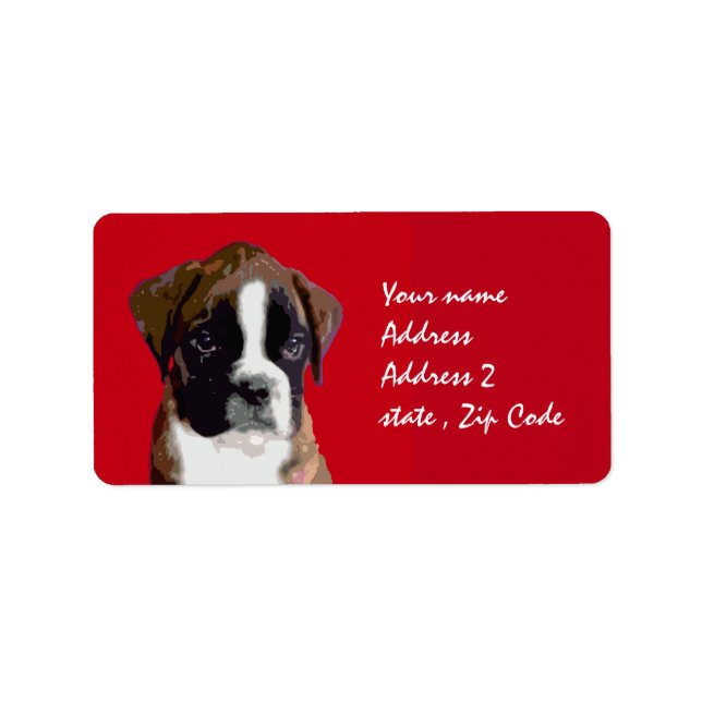 Boxer Dog Art Red-Adressetiketten Adressaufkleber (Vorne)