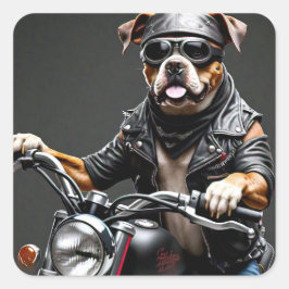 Boxer Dog auf Motorradaufkleber Quadratischer Aufkleber